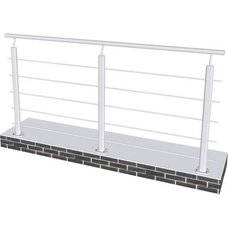 Grand Verre – Garde-corps en aluminium gris mat pour terrasse – Longueur 2ml avec 5 traverses – Fixation intérieure et extérieure (1/5)