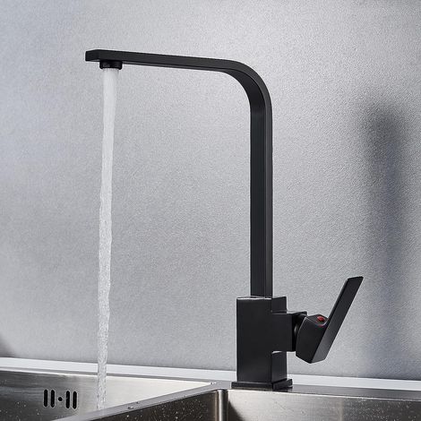 Vtizikl Robinet de cuisine pivotant à 360° - Mitigeur monocommande - Noir (1/5)