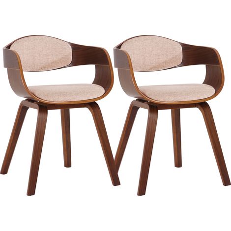 Lot de 2 chaises de salle à manger design scandinave en tissu crème et structure en bois foncé 100001726