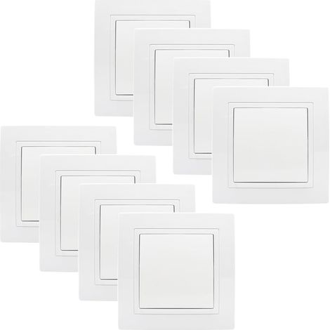 Lot de 8 Interrupteur Marche/Arrêt Encastré, Blanc 250V 10A Boutons Interrupteur Norme Universelle (1/5)