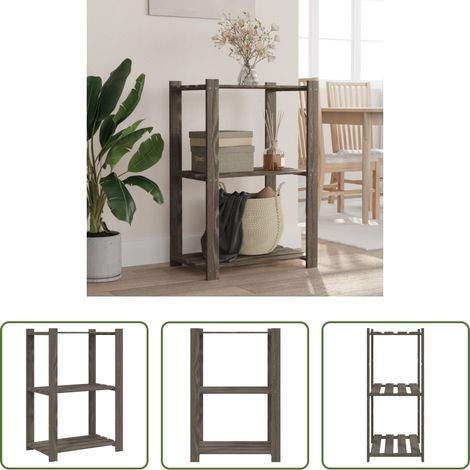 vidaXL Rangement atelier - Support de rangement à 3 niveaux gris 60x38x90 cm bois de pin (1/5)