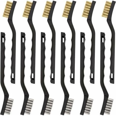 HOXILEELEOLot de 12 mini brosses métalliques en acier inoxydable et laiton (1/5)