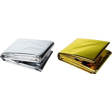 5-teiliges Notfalldecken-Set, Rettungsdecke in Gold und Silber, Einweg-Notfalldecke für den Außenbereich, 130 x 210 cm