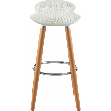 Interiors by Premier Matte White Bar Stool, Easy to Clean Kitchen Bar Stool, Footrest Bar Stool, Space-Saver Breakfast Stool (1/5)
