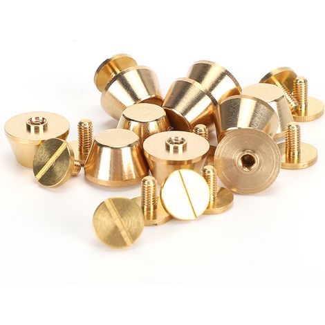 Lot de 10 têtes de rivets plates pour portefeuilles, sacs à main et valises, en laiton de 12 mm et cuir. (1/5)