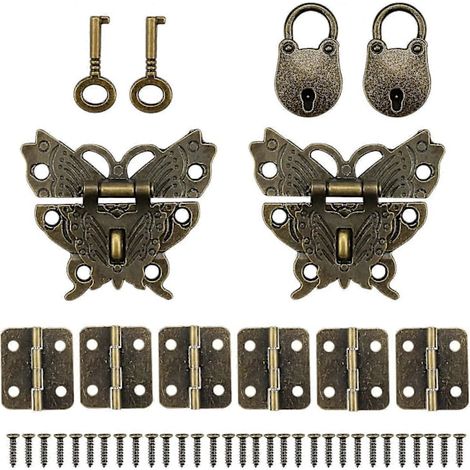 Château ancien avec clé, petite charnière ancienne et mini cadenas à boucle (idéal pour boîtes et agendas), décoration cadeau 2024THO