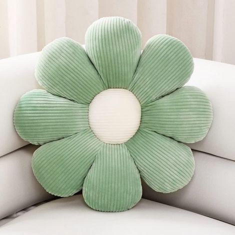 Coussin de siège en forme de fleur, coussin de sol et coussin décoratif en peluche, pour canapé, chaise et chambre, vert, 15,7 pouces (1/5)
