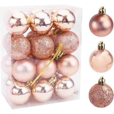 Weihnachtskugel, Weihnachtsbaumschmuck, Kunststoffornamente, Christbaumschmuck, für Weihnachtsfeiern, Hochzeiten, Silvesterfeiern, Zuhause, Feste - 4 cm (Roségold) (1/5)