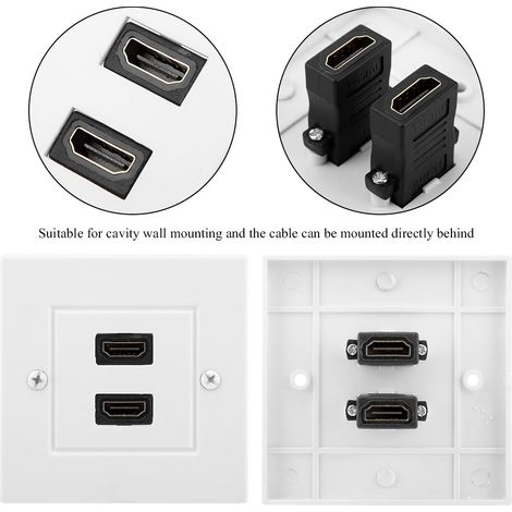 Panneau mural double port HDMI blanc pour hôtels, maisons, bureaux, bâtiments (norme américaine) (1/5)