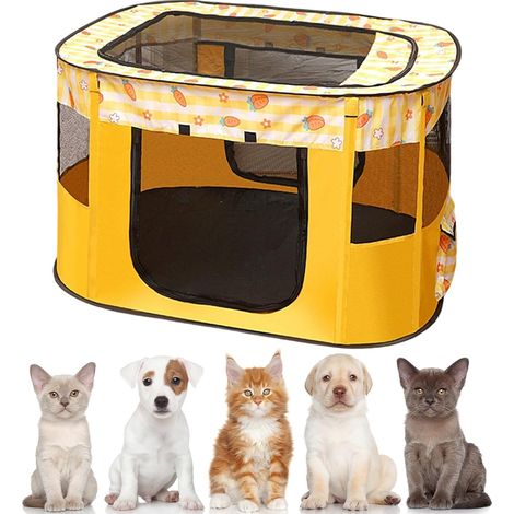 Parc pour chiots et animaux - 90 x 70 x 58 cm - Enclos pour chiens, chats, lapins et petits animaux - Intérieur et extérieur (1/5)