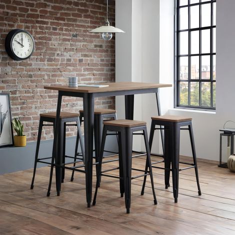 Table haute Grafton, orme moka/noir (1/5)