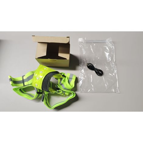 Gilet riflettente a LED, luce da corsa, dispositivo di sicurezza, si illumina tramite cinghie, alta visibilità, impermeabile, ricaricabile, ideale per ciclismo notturno, escursionismo, jogging e passe (1/5)