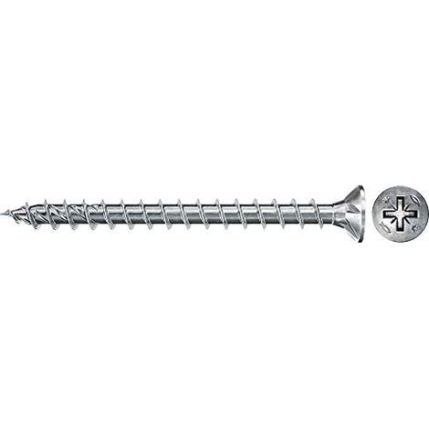 fischer - Vis a bois PowerFast II 3,5x18 Tete fraisee, empreinte PZ, zingue blanc, filetage total/Boite de 500