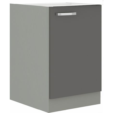 Küchen Unterschrank 40 Hochglanz Grau Küchenzeile Küchenblock Küche Grey Bianca (1/4)