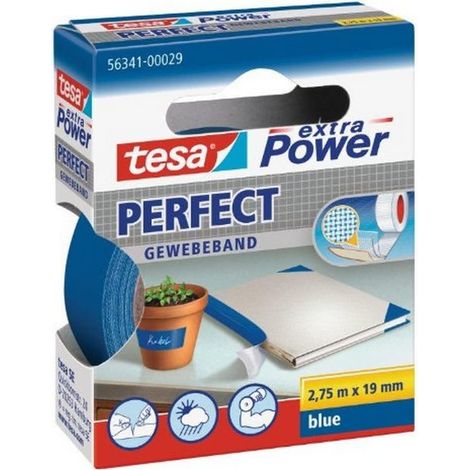 TESA Lot de 5 Rubans toilé adhésif Extra power 19 mm x 2,75 m Bleu (1/4)