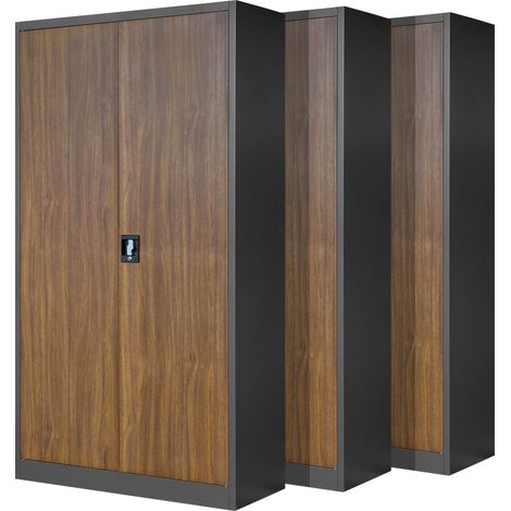 Lot de 3 Armoires de Bureau Métalliques 4 Étagères 195x90x40 cm (1/5)