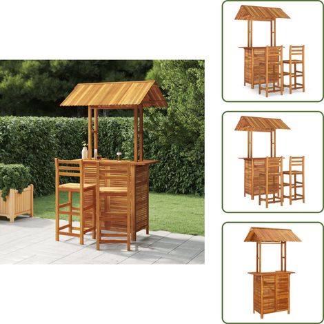 Ensemble de bar de jardin 3 pcs Bois d'acacia solide - Meubles De Jardin - Salon De Jardin - Set De Bar Extérieur - Table Bistro - Chaise De Jardin (1/5)