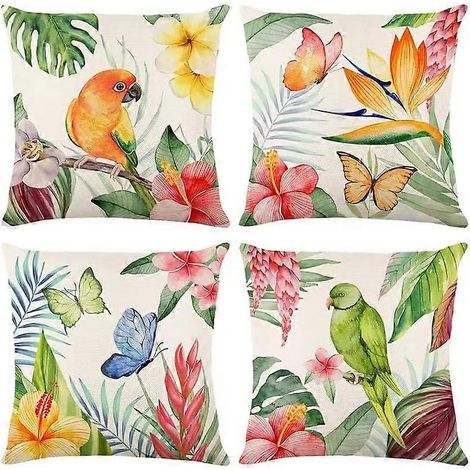 Frühlingskissenbezüge, 4er-Set, Sommerliche Dekokissenbezüge im Landhausstil (1/5)