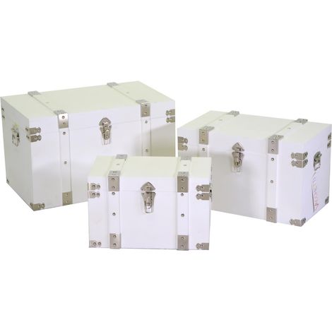 Baule legno 1-3 bianco rettangolare cm 58x34h35 (1/3)