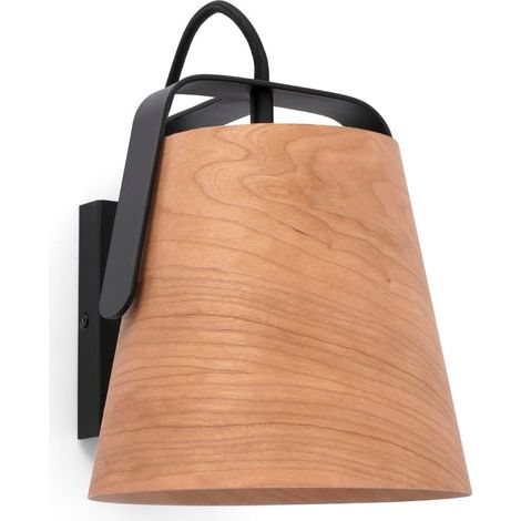 Stood Lampada Da Parete Nera + Legno E27 Max 20W Marca Faro (1/4)