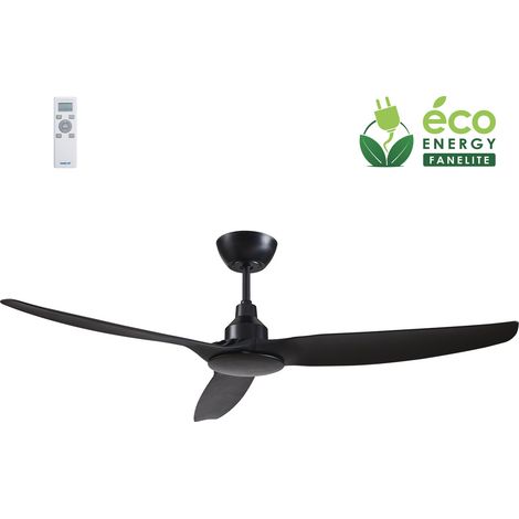 Fanelite - Ventilateur de plafond 132 cm noir FANDC52N-BK - Moteur DC 18W - 3 pales - SANS LUMIÈRE - Silencieux (1/2)