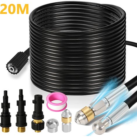 TolleTour Kit desatascador 20m 160Bar con boquillas rotativa y fija y adaptadores