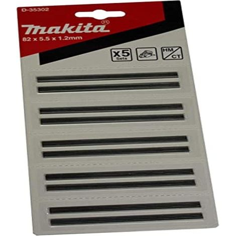 MAKITA D-35302 - Set de 5 paquetes de 2 mini-cuchillas tipo HM de 82 mm para cepillos
