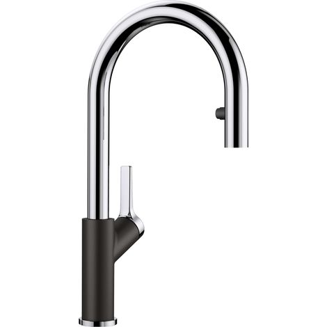 Blanco Carena S - Küchenarmatur mit ausziehbarer Brause, Schwarz/Chrom 526172 (1/5)