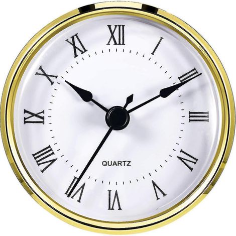 round quartz clock movement, 80 mm (3 1/8 inches) in diameter, with Roman numerals.