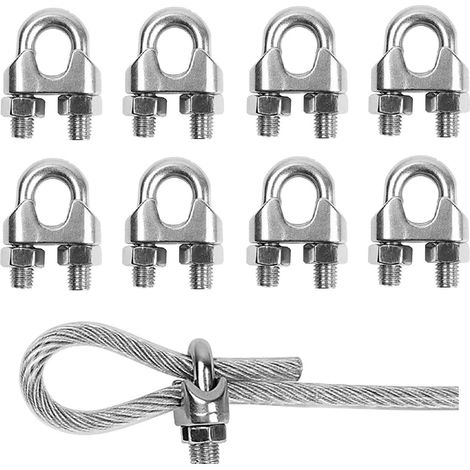 8 colliers de serrage M5 pour fil de Ø 8 mm (5/16") en acier galvanisé, boulon en U (1/5)