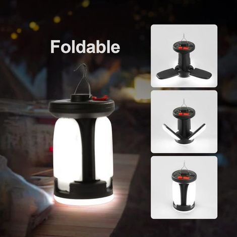 Lampe Camping Solaire Rechargeable 1000LM Puissante 4500mAh Power Bank 6 Modes Pliable (1/5)