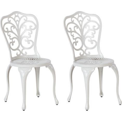 Conjunto de 2 sillas de balcón vintage jardín de aluminio blanco crema Triora (1/5)