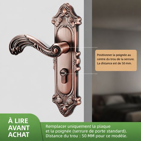 Serrure à poignée bronze rouge avec plaque réglable renforcée, boîtier sans cylindre réf 6105 26 × 16 × 8 cm 1,2 kg – Livraison gratuite