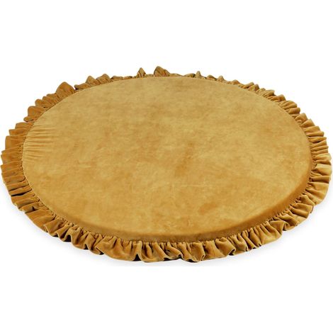 Spielmatte für Kinder 100cm rund mit Rüschen, Velvet Soft Caramel