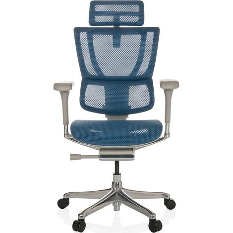 [GEBRAUCHT] B-Ware Hjh Office Bürostuhl Chefsessel Drehstuhl Ergohuman Slim I G Netzstoff Blau679