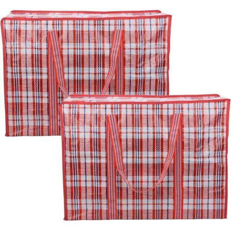 (Rouge)Lot de 2 Sac de Rangement, Sac Rangement Vêtements Grande CapacitéSacs de Déménagement avec Fermeture à Glissière pour le Linge, les Déménagements, les Courses (1/4)
