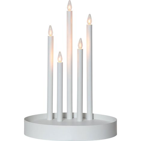 Bougeoir LED, chandelier de Noël à 5 branches, blanc, acier, H 46 cm (1/4)