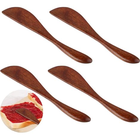 couteaux à beurre en bois, spatules à tartiner à la gelée, au fromage, à la confiture et aux sandwichs, mini spatules en bois (4 pièces)