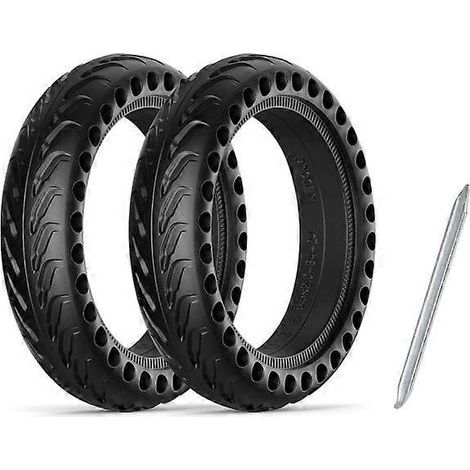 Lot de 2 pneus increvables 8,5" nid d'abeille pour trottinette Xiaomi M365, noirs - 2 pneus + 1 outil (1/5)