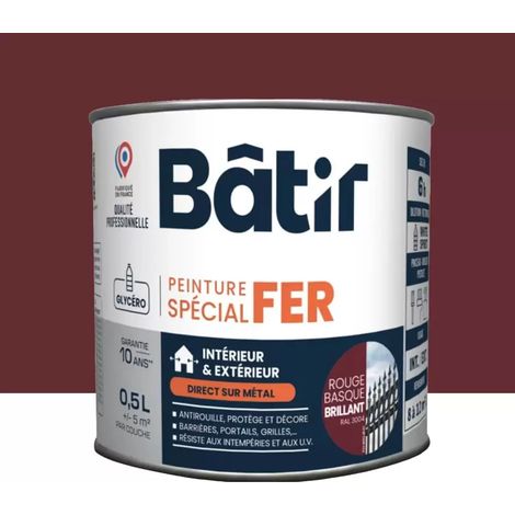 Peinture Spécial Fer BÂTIR Rouge Basque brillant 0,5 L (1/2)