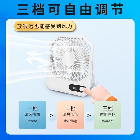 Ventilateur de bureau ultra-fin, pliable et mural Cross-border 2024, petit modèle K68 blanc, silencieux, 6 pouces, avec affichage numérique. (1/2)