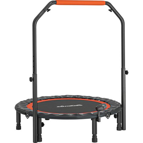 Trampoline de fitness/gymnastique avec poignée réglable, pliable, 6 pieds, 28 ressorts, Ø 102 cm, noir et rouge (1/5)