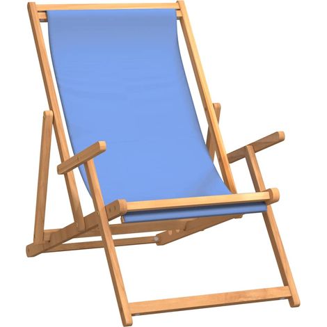 Maison Exclusive - Strandstuhl Klappbar Massivholz Teak Blau