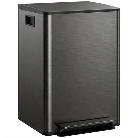 Poubelle en acier inoxydable 60L double compartiment à pédale (1/5)