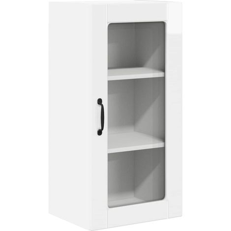 Maison Exclusive - Mobile in vetro da parete LUCCA Bianco Lucido 40 x 31 x 80 cm