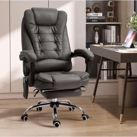 CHICFURN Silla de oficina ergonómica 65 x 70 x 111-119 cm poliéster gris oscuro masaje calor (1/5)