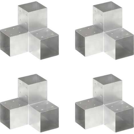 vidaXL Connecteurs de poteau 4pcs Forme en Y Métal galvanisé 101x101mm