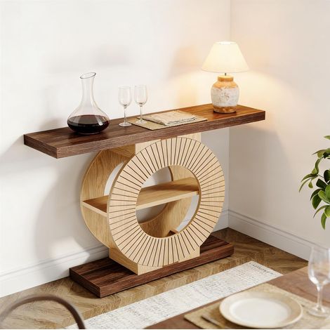 Consolle in legno 100 x 30 x 80 cm, stile country, marrone HAVRYA (1/5)
