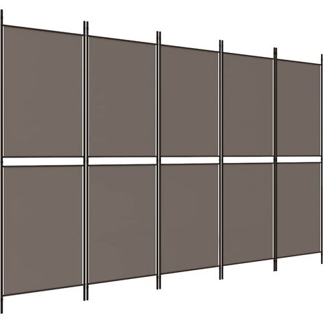 Paravent Cloison de séparation 5 panneaux, Pour Jardin, Balcon, Terrasse Anthracite 250x180 cm Tissu OIB6027E (1/5)