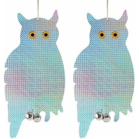 Répulsif Pigeon, 2 PCS Faux Hibou Réfléchissant Oiseau Effaroucheur Répulsif Dispositif, Hanging Oiseau Hibou Holographique Réfléchissant Dissuasif Effrayant Oiseau Répulsif Dispositif-LIAIKI (1/5)